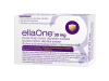 EllaOne package: says the words ellaOne, 30mg, film coated tablet, ulipristal acetate, Emergency Contraception.